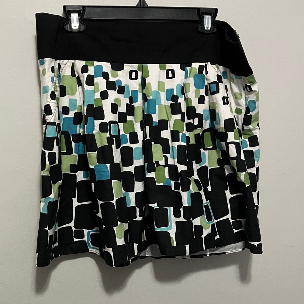 Takara Black and Green Abstract Mini Skirt